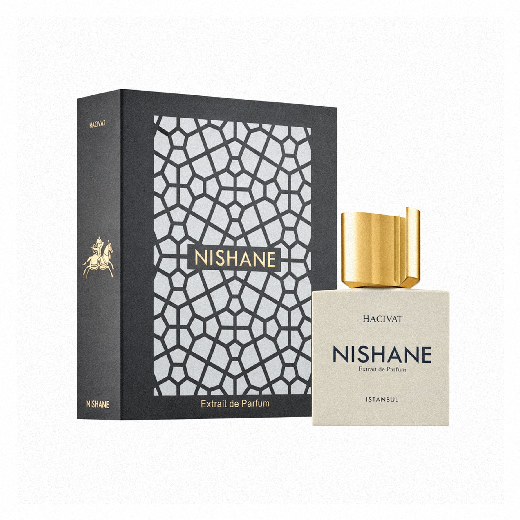 Nishane perfume bottle and packaging on a white background