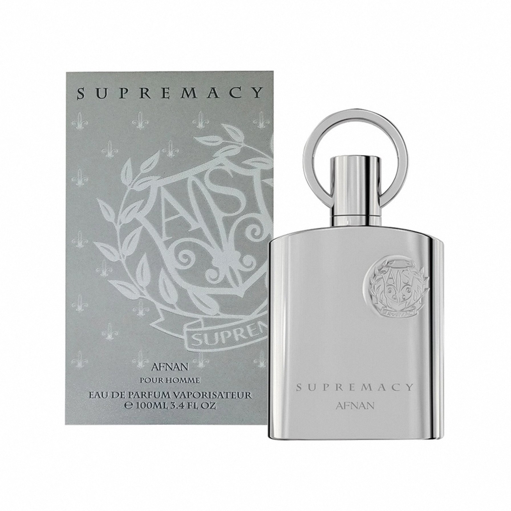 Supremacy Afnan perfume bottle and packaging on a white background